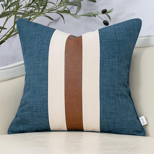 Yangest Patchwork Pillow Cover 18x18 Inch Luxury Cotton and Linen Cushion Cover by Yangest