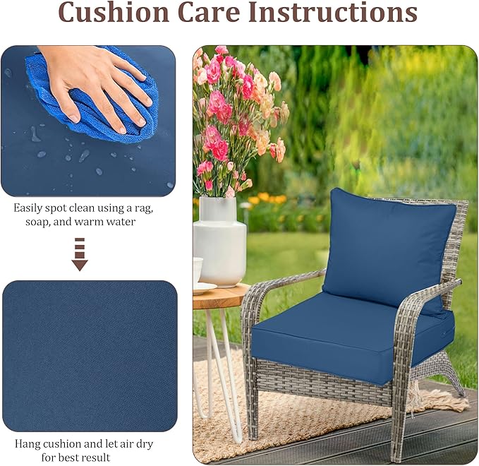 Outdoor Deep Seat Cushions for Patio Furniture Set of 2, Waterproof Outdoor - Image 7