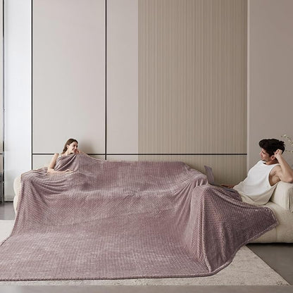 Oversized King Fleece Blanket 120x120 Inches, Seamless Soft Cozy 3D Jacquard - Image 4