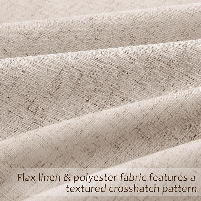 Oatmeal 100% Blackout Pinch Pleated Linen Curtains 84 Inches Long - Image 4