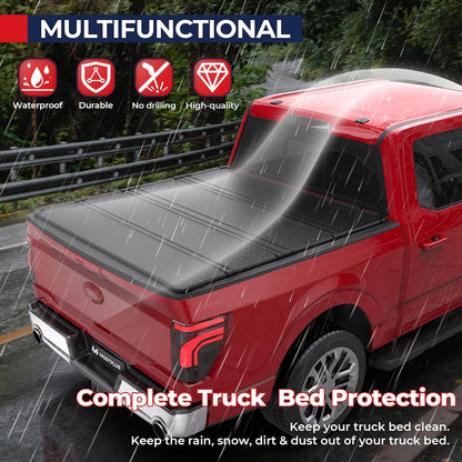 mostplus 5.5ft quad fold hard truck bed tonneau, side view
