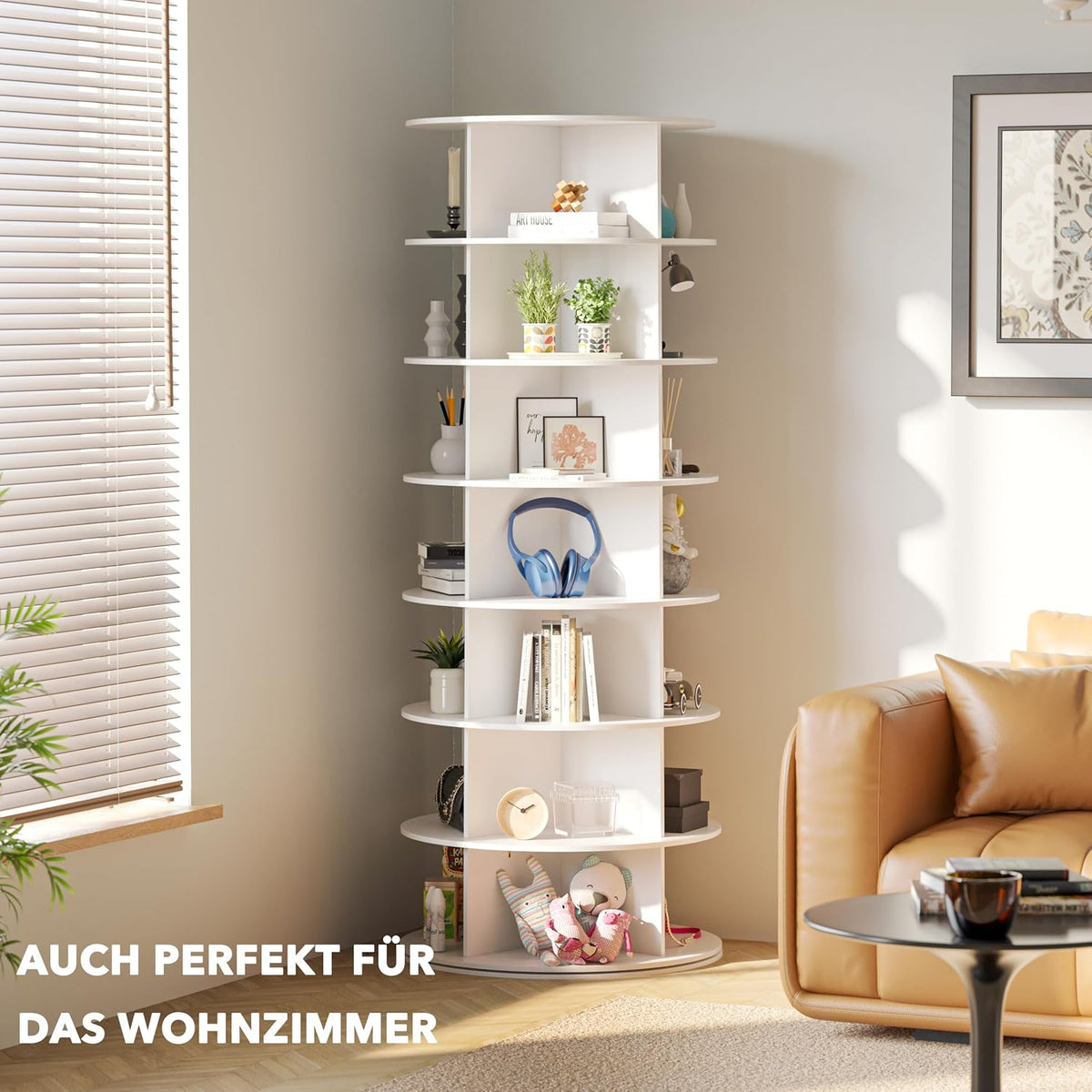 spaceaid 7 tier rotating shoe rack tower, spinning shown in use