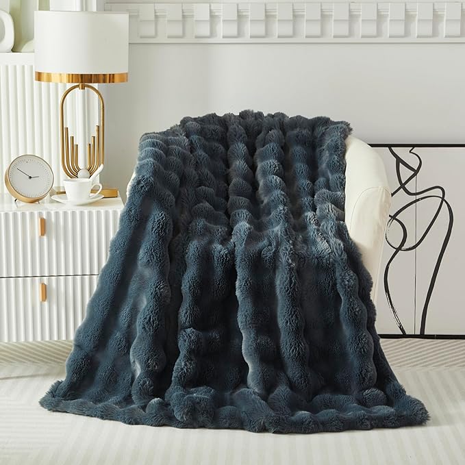 Faux Fur Throw Blanket for Couch Cozy Fuzzy Soft Plush Thick Fluffy Fleece - Image 6