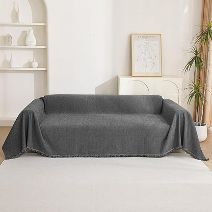 MYSKY HOME Loveseat Cover Charcoal Gray Couch Cover Sectional Couch Covers - Image 9