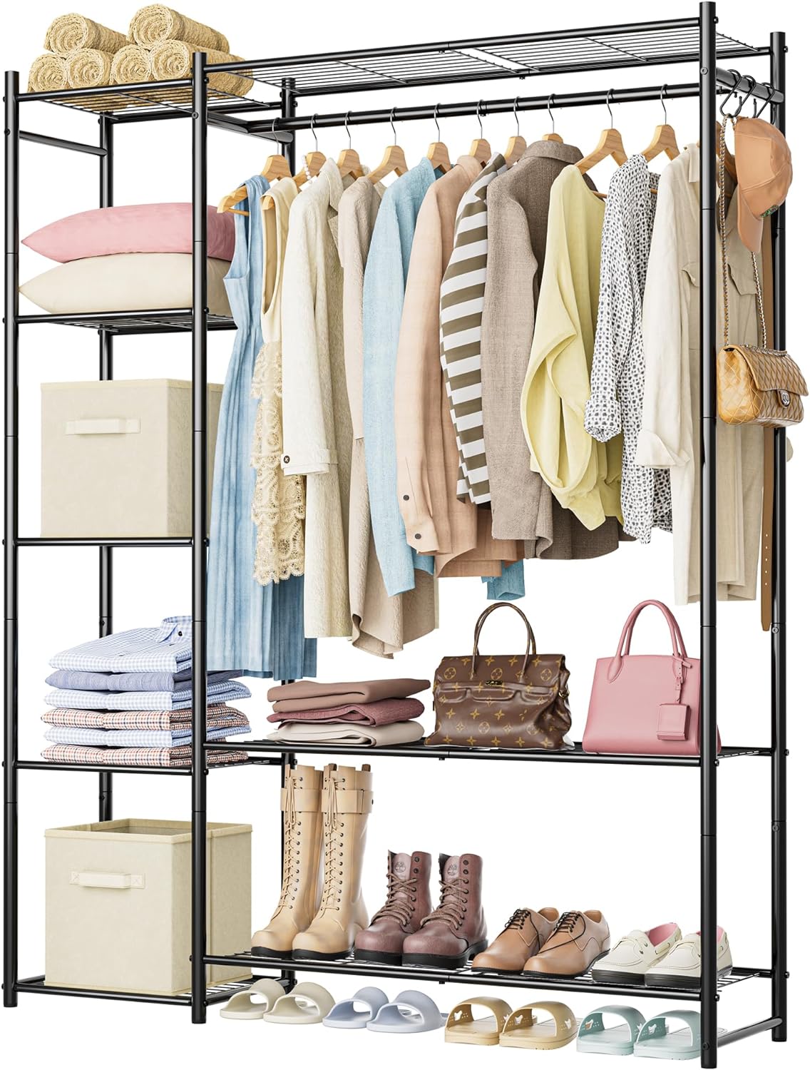 homidec wardrobe closet,portable clothes rack with 4 tiers, main product view