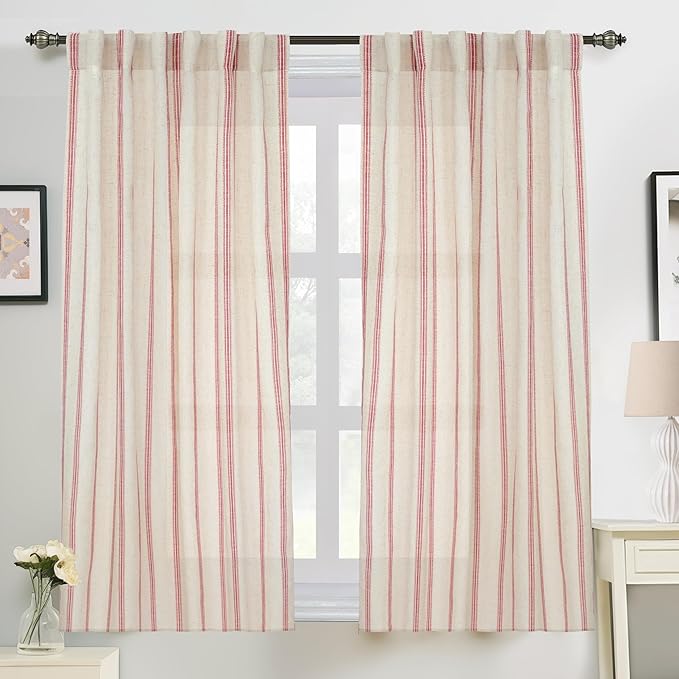 DriftAway Farmhouse Vertical Striped Linen Blend Textured Light Filtering Semi by DriftAway