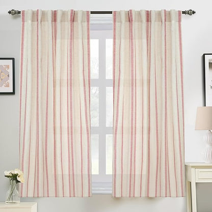 DriftAway Farmhouse Vertical Striped Linen Blend Textured Light Filtering Semi by DriftAway