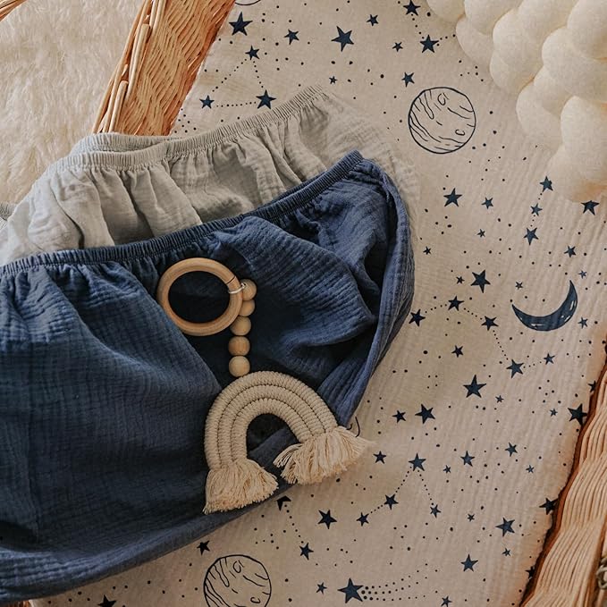 Gllquen Baby Muslin Bassinet Sheets 3 Pack, Breathable Elastic Cozy Fitted - Image 3