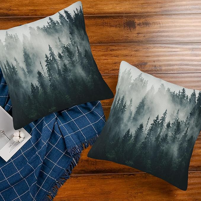 Misty Forest Throw Pillow Cover Case Foggy Forest Throw Pillows Set of 2 Super - Image 7