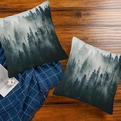 Misty Forest Throw Pillow Cover Case Foggy Forest Throw Pillows Set of 2 Super - Image 7