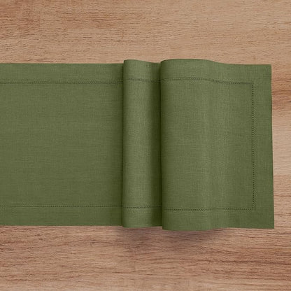 Solino Home Olive Linen Table Runner 156 Inches Long - Image 9
