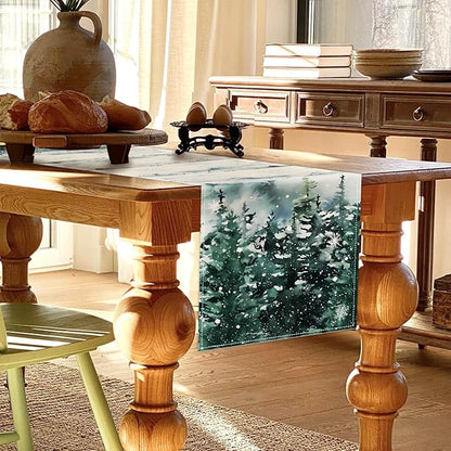 Christmas Table Runner 13x72 Inch Xmas Trees National Trees Snowflakes Winter - Image 3