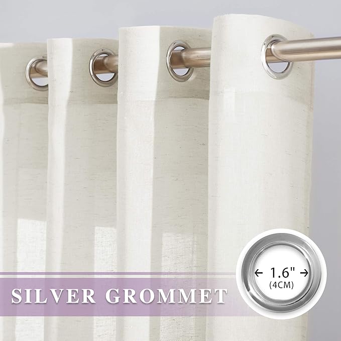 NICETOWN Semi Sheer Curtains 84 inch Length 2 Panels, Grommet Retro Window - Image 2