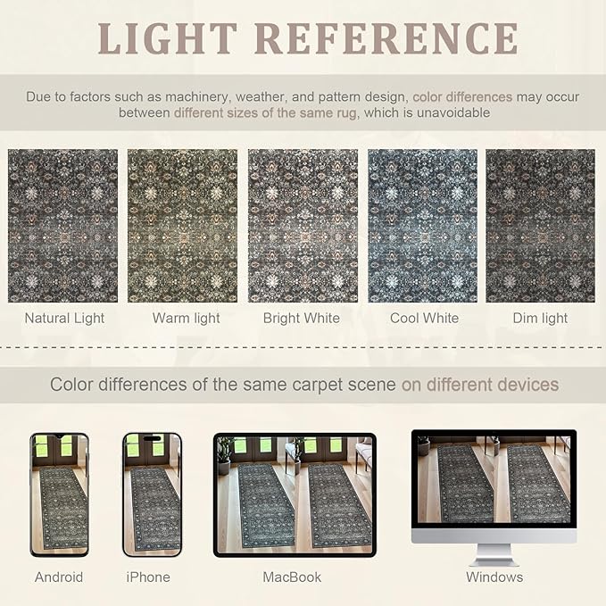 Collive Washable Runners Rug for Hallway, 2x6 Boho Kitchen Runner Rugs Non Slip - Image 9