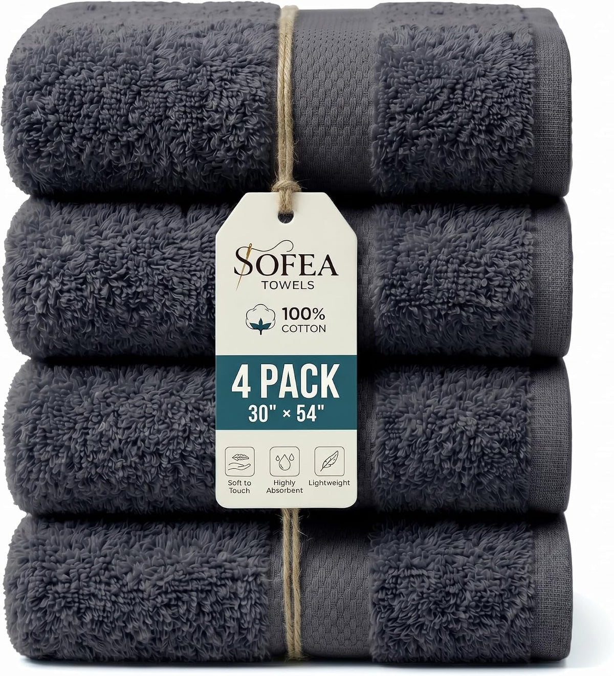 sofea bath towels 4 pack (30 x 54, front angle view