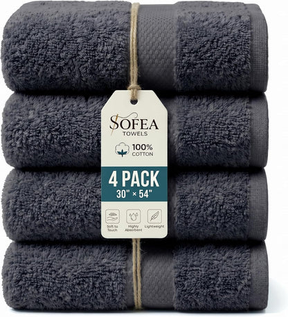 sofea bath towels 4 pack (30 x 54, front angle view