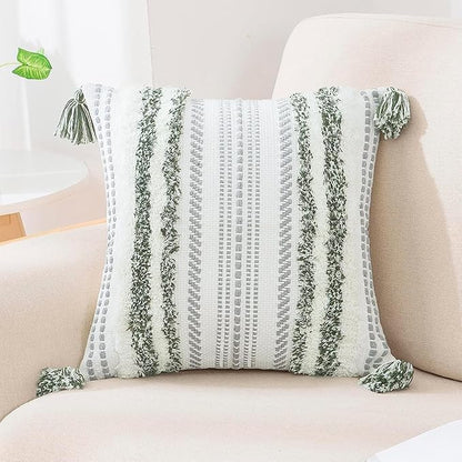decorUhome Decorative Boho Throw Pillow Cover 18x18, Accent Neutral Textured by decorUhome