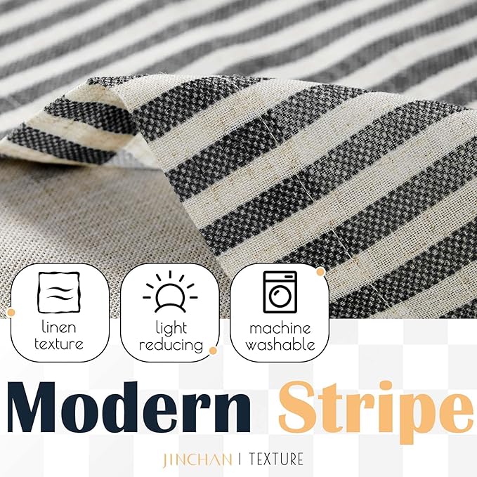 jinchan Linen Stripe Curtain Double Layer Valance - Image 7