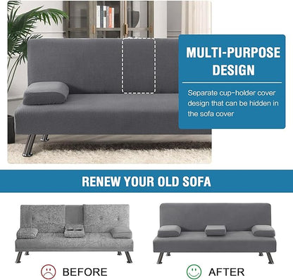 H.VERSAILTEX 4 Pieces Stretch Futon Covers Sofa Bed Slipcover - Image 5