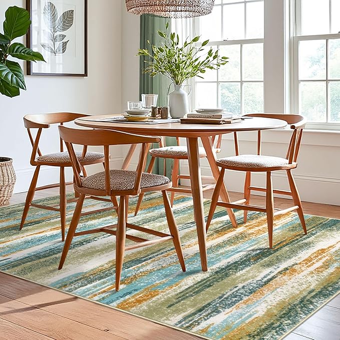 Modern Abstract 6x9 Machine Washable Living Room Rug Non-Slip Soft Bedroom Area - Image 2