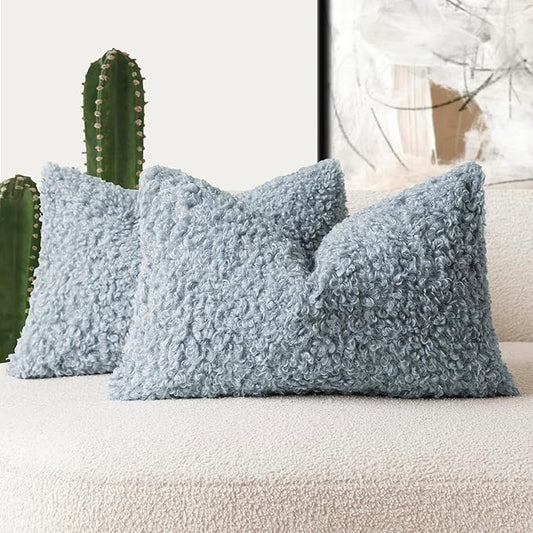Foindtower Set of 2 Curly Teddy Wool Pillow Covers Decorative Boucle Textured by Foindtower