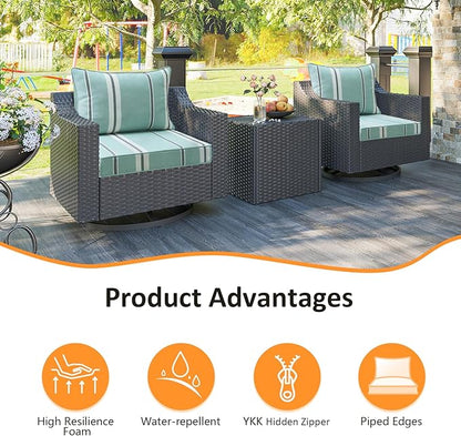 Outdoor Patio Chair Cushions Set, Water-Repellent, Fade Resistant, Deep Seat - Image 2