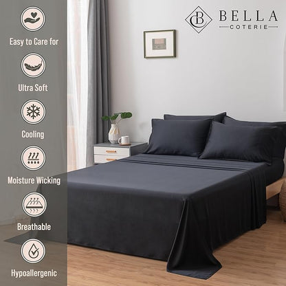 Bella Coterie 7 Piece Luxury Bamboo Viscose Split King Size Sheet Set | 2 - Image 3