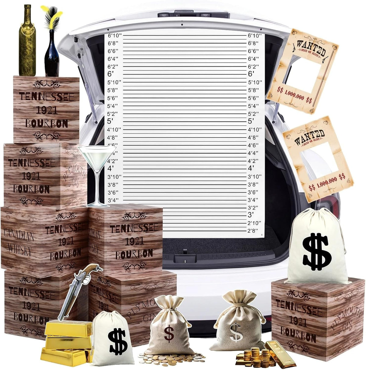 Eaasty 19 Pcs Halloween Speakeasy Trunk or Treat Decorations Set
