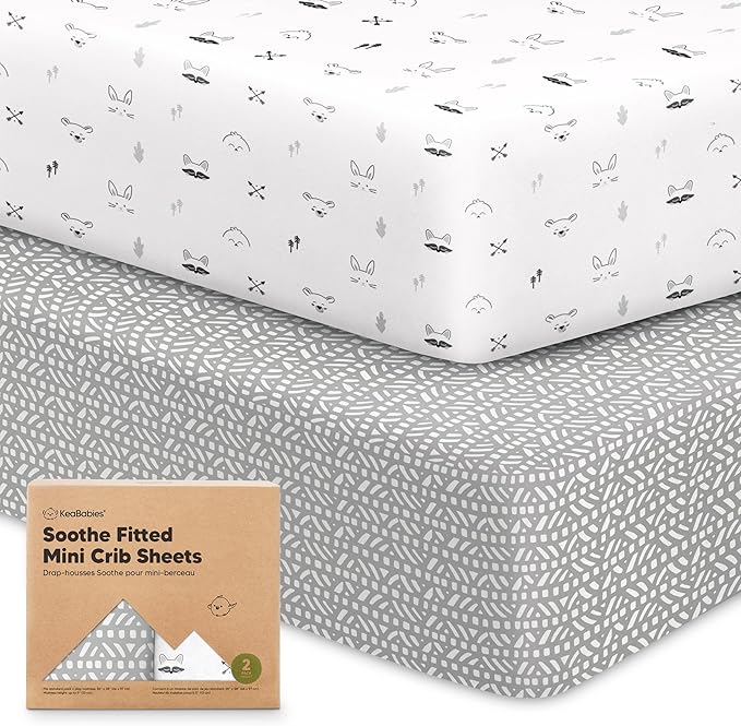 2-Pack Mini Crib Sheets Fitted by KeaBabies