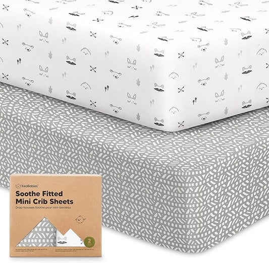 2-Pack Mini Crib Sheets Fitted by KeaBabies