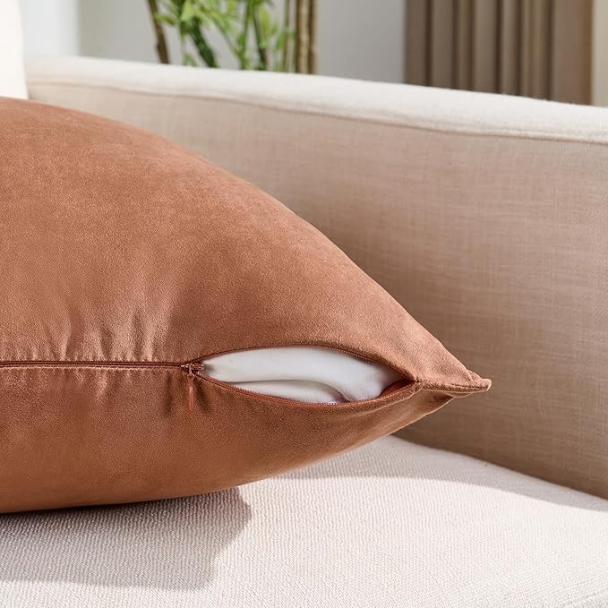 Fancy Homi 2 Packs Rust Decorative Throw Pillow Covers 18x18 inch, Super Soft - Image 3