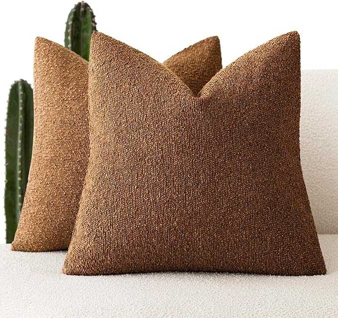 Foindtower Pack of 2, Decorative Textured Boucle Throw Pillow Covers Neutral by Foindtower
