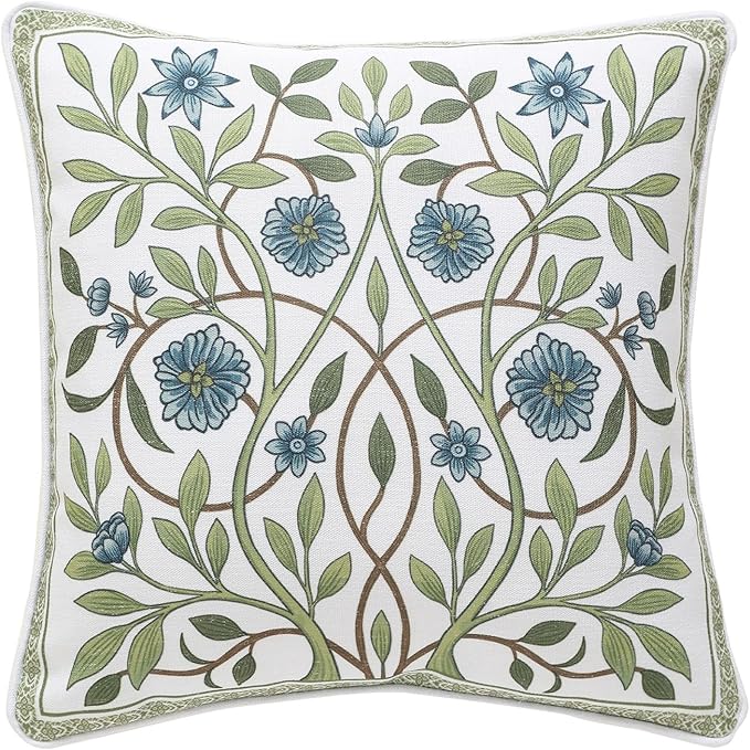 ISAENNE Design Fresh Linen Square Throw Pillow Covers 18"x18", French White by Isaennehomedecoration