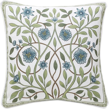 ISAENNE Design Fresh Linen Square Throw Pillow Covers 18"x18", French White by Isaennehomedecoration