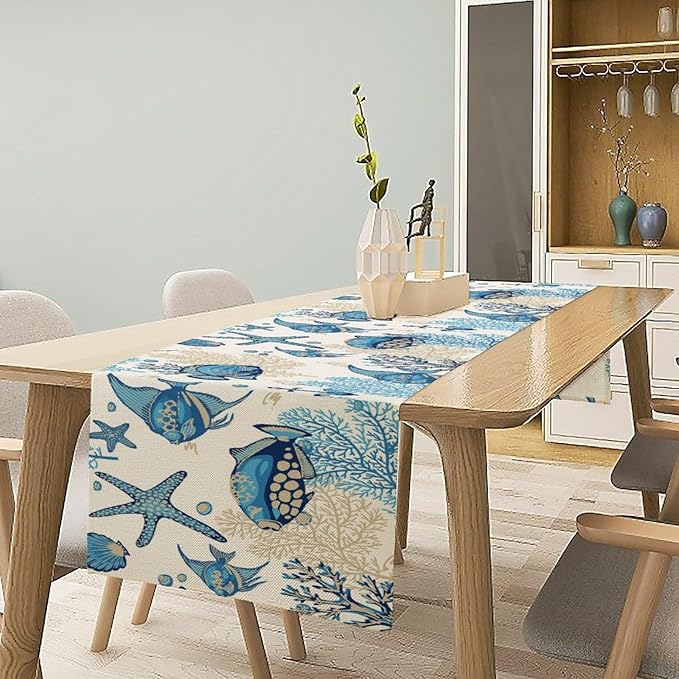 Coral Ocean Fish Table Runner for Kitchen Bedroom Living Room Underwater World - Image 7