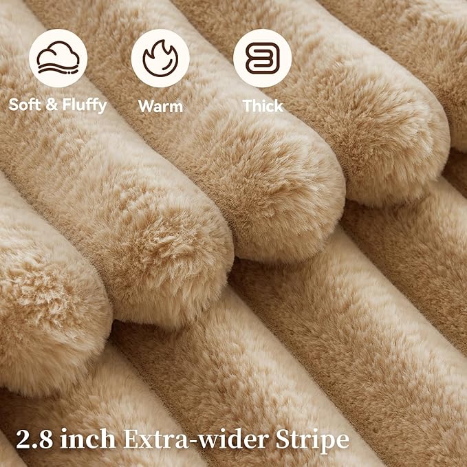Fluffy Faux Fur Throw Blanket King Size, Thick 1000GSM Soft Cozy Throw Blankets - Image 3
