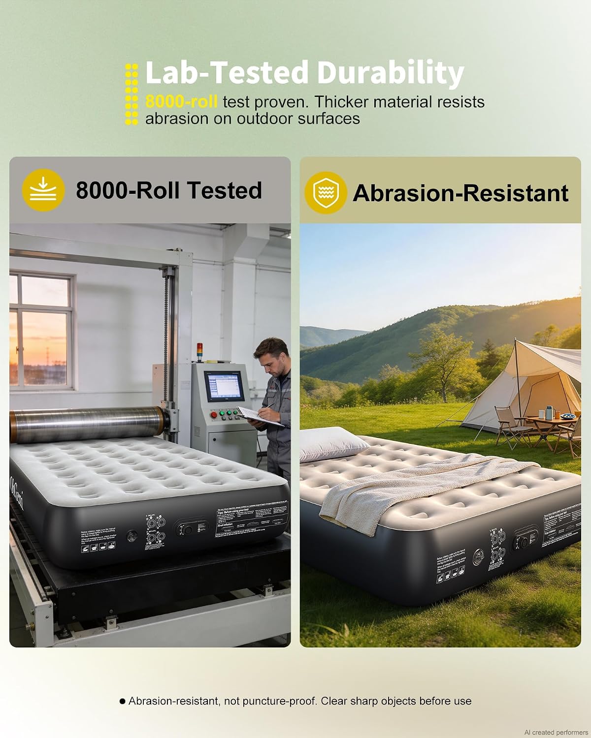 ohgeni 13" raised air mattress full with built, side view