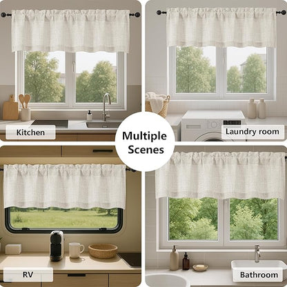Gwine Natural Kitchen Curtains 24 Inch Length 2 Panels, Light Filtering - Image 7