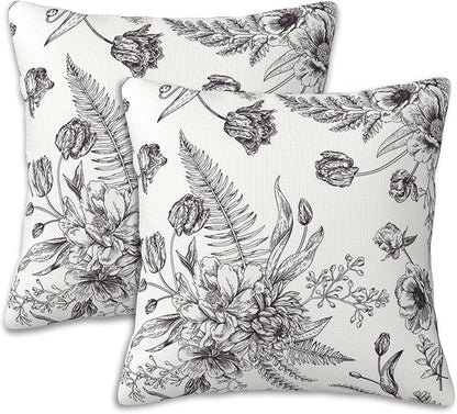 Throw Pillow Covers French Grey Botanical Pillow Covers 16x16 Inch Set of 2 by Naqiuli