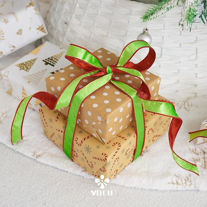 MEEDEE Lime Green and Red Velvet Christmas Ribbon - Image 5