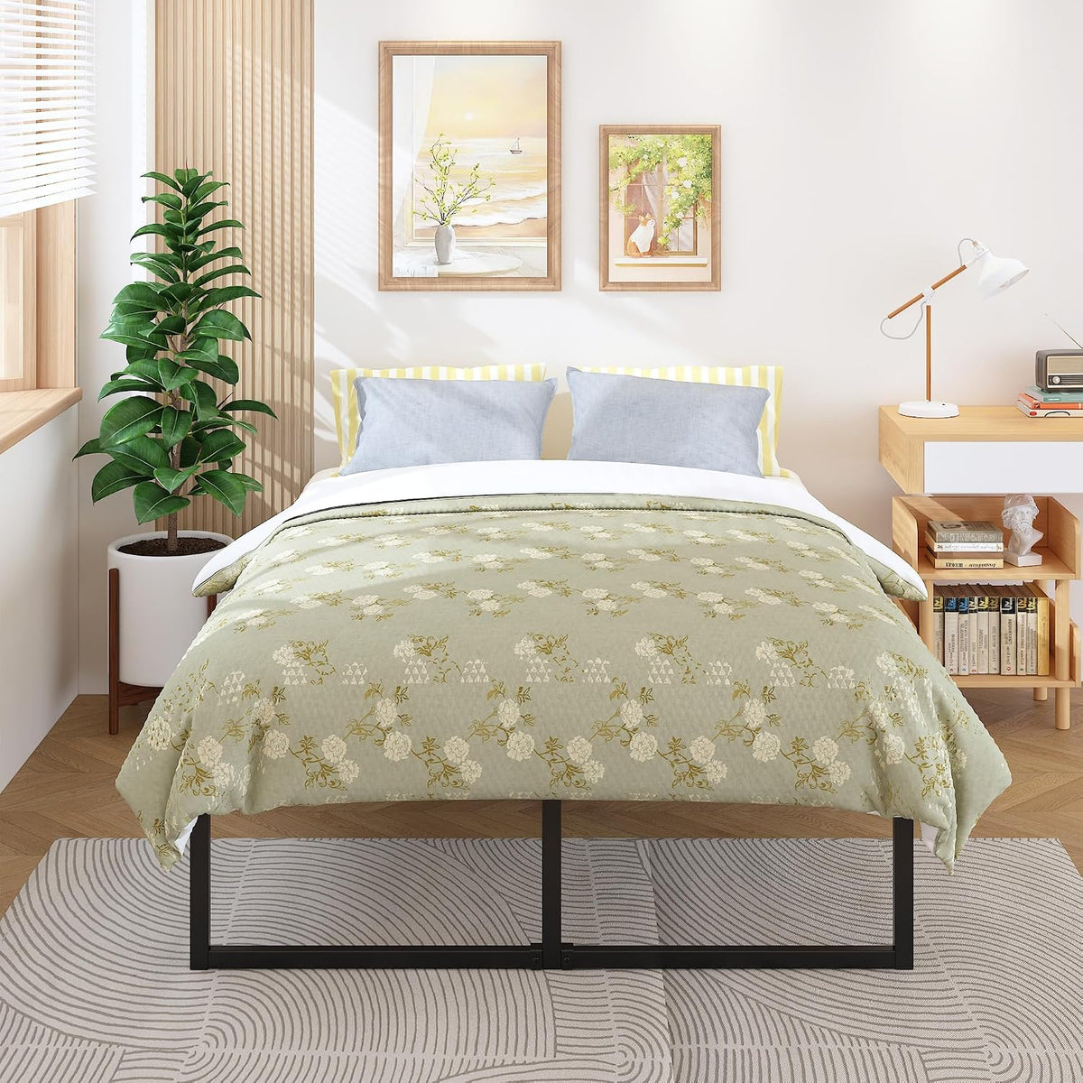 lutown-teen queen bed frame 18 inch with heavy showing dimensions