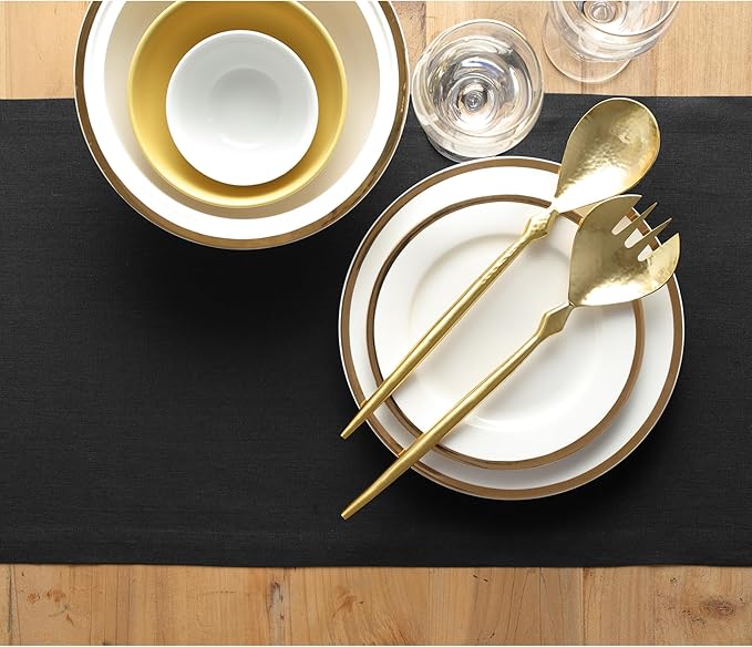 Solino Home Linen Black Table Runner 60 Inches - Image 3