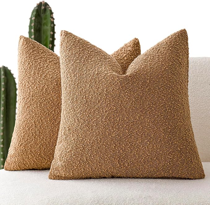 Foindtower Set of 2, Decorative Textured Boucle Throw Pillow Covers Accent by Foindtower