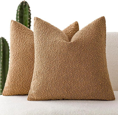 Foindtower Set of 2, Decorative Textured Boucle Throw Pillow Covers Accent by Foindtower