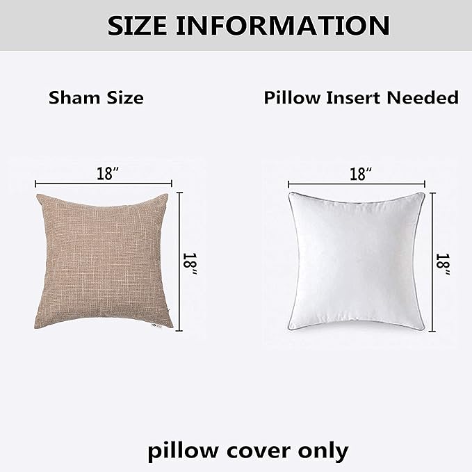 Kevin Textile Textural Faux Linen Throw Pillow Covers 18x18 Inch Cushion - Image 6