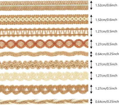 9 Rolls Natural Burlap Lace Ribbon Trim, 18 Meters Jute Craft Ribbon - Image 2