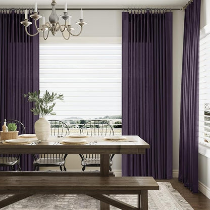 Plum Pinch Pleated Linen Curtains 102 Inch Length 2 Panels - Image 8