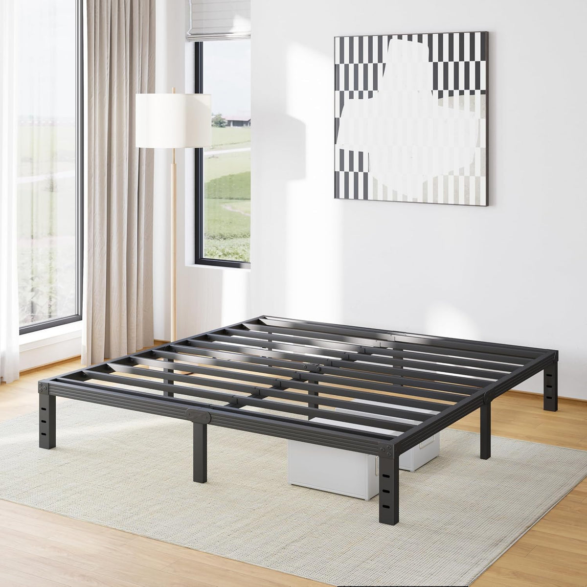 furnitui 12 inch high platform california king bed, front angle view
