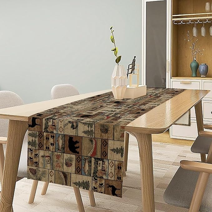 Wildlife Bear Table Runner, Rustic Cabin Animal Farmhouse Table Runner - Image 3