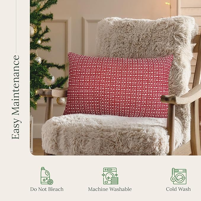 SanVia Sangria Premium Lumbar Cotton Throw Pillow Covers, 12 x 20 Inches - Image 6